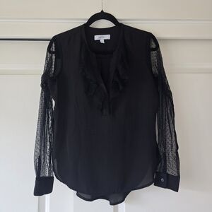 Elegant Black Sheer Sleeve Women's Top